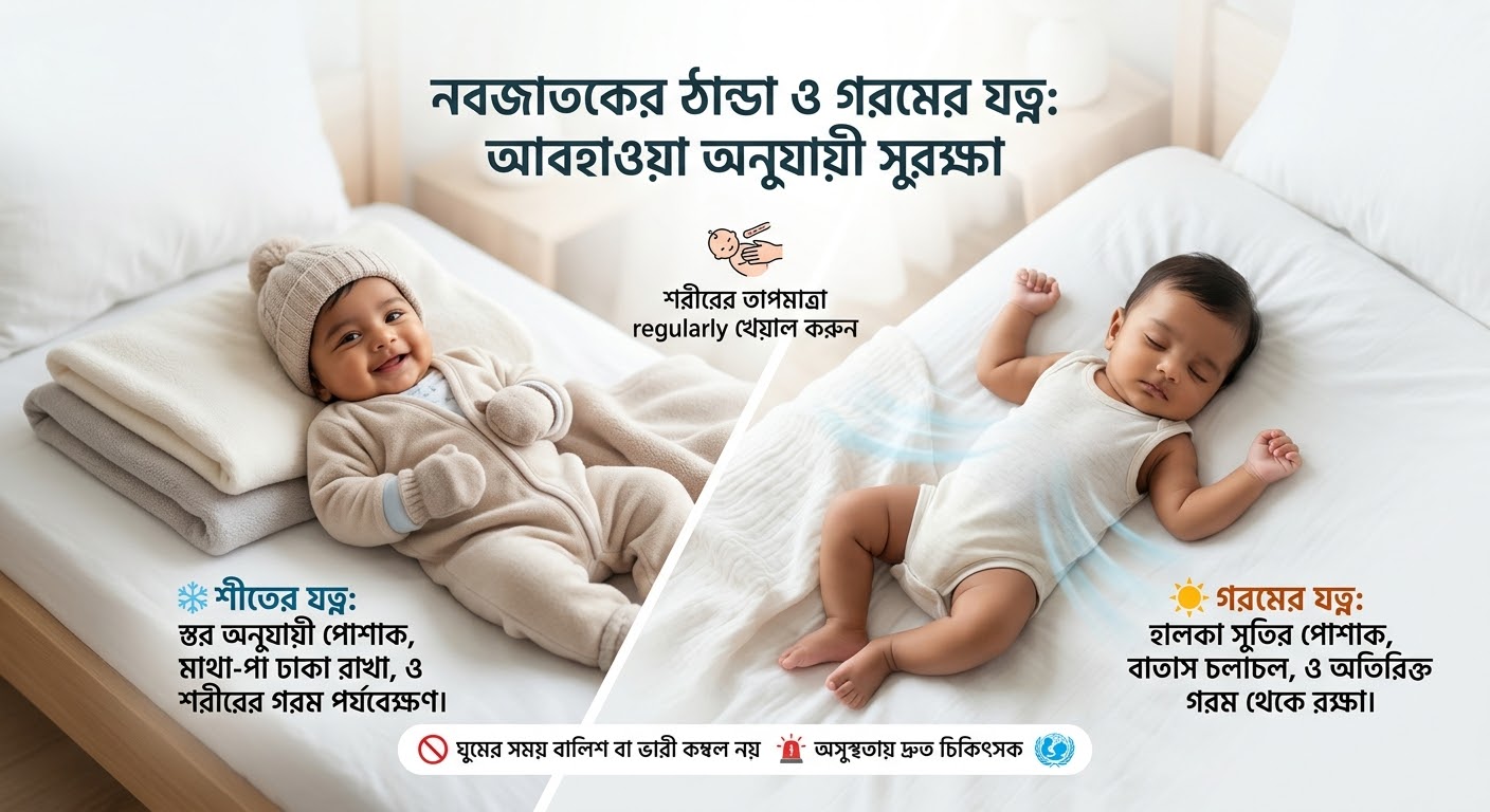 Baby-এর ঠান্ডা ও গরমের যত্ন: আবহাওয়া অনুযায়ী শিশুর পরিচর্যা